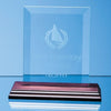 Branded Promotional BEVELLED GLASS RECTANGULAR PLAQUE AWARD ON WOOD BASE Award From Concept Incentives.