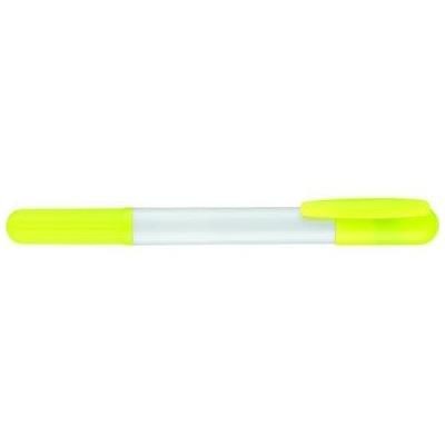Branded Promotional PRIMA GEL HIGHLIGHTER in White with Yellow Trim & Highlighter Highlighter Pen From Concept Incentives.