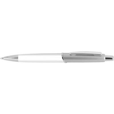 Branded Promotional PEGASUS BALL PEN in White with Silver Trim Pen From Concept Incentives.