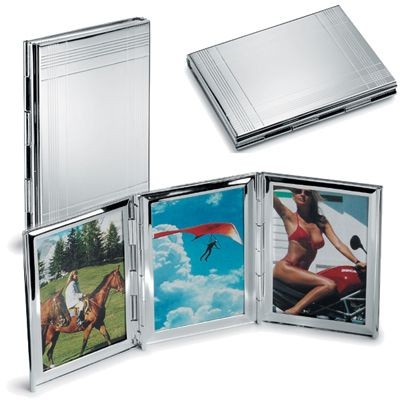 Branded Promotional SILVER PLATED METAL TRIPLE PHOTO FRAME MOUNT Photo Frame From Concept Incentives.