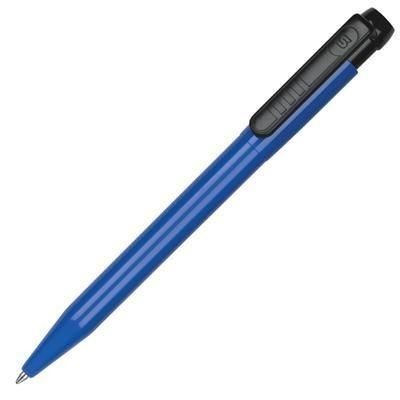 Branded Promotional PIER COLOUR BALL PEN in Reflex Blue with Black Trim Pen From Concept Incentives.