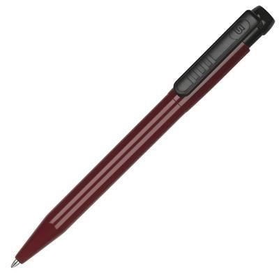 Branded Promotional PIER COLOUR BALL PEN in Burgundy with Black Trim Pen From Concept Incentives.