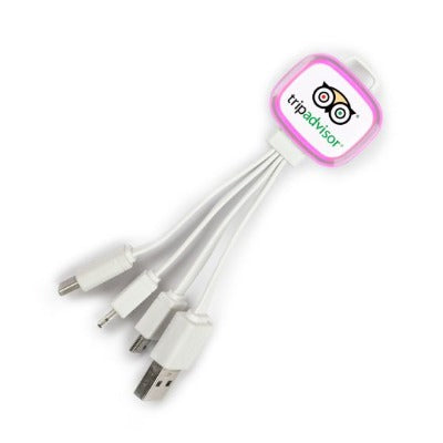 Branded Promotional RAINBOW MULTI CABLE in Pink Cable From Concept Incentives.