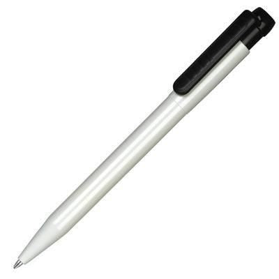 Branded Promotional PIER EXTRA BALL PEN in White with Black Trim Pen From Concept Incentives.