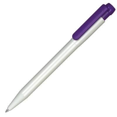 Branded Promotional PIER EXTRA BALL PEN in White with Purple Trim Pen From Concept Incentives.