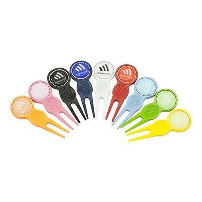 Branded Promotional TIEMPO MAGNETIC FORK with 24mm Logo Marker in 8 Colours Golf Pitch Fork &amp; Marker From Concept Incentives.