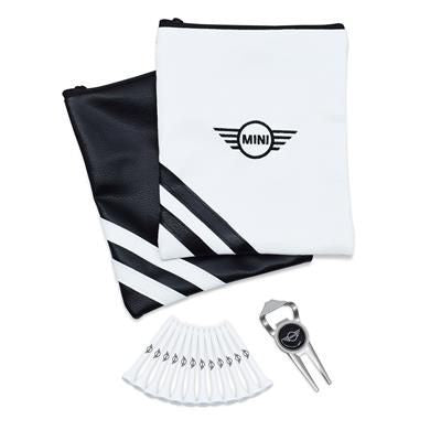 Branded Promotional PREMIUM ZIP LEATHERETTE EMBROIDERED GOLF GIFT BAG 2 Golf Gift Set From Concept Incentives.