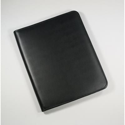 Branded Promotional MALVERN GENUINE LEATHER A5 NON-ZIPPED FOLDER in Black Conference Folder From Concept Incentives.