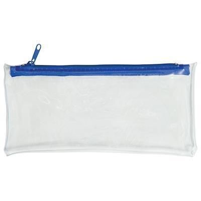 Branded Promotional CLEAR TRANSPARENT PVC PENCIL CASE with Blue Zip Pencil Case From Concept Incentives.