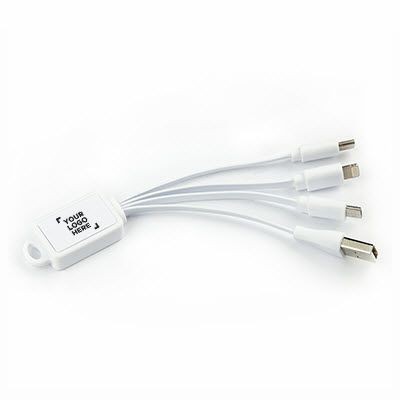 Branded Promotional PROMOTIONAL 3-IN-1 CABLE in White Cable From Concept Incentives.