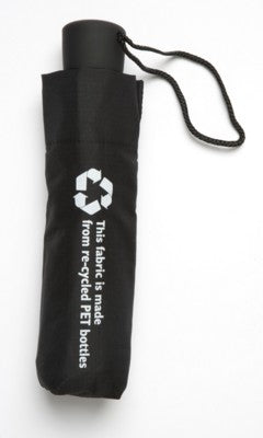 Branded Promotional PROMO LIGHT RECYCLED UMBRELLA in Black Umbrella From Concept Incentives.