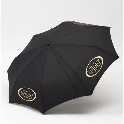 Branded Promotional PROMO MATIC DELUXE UMBRELLA in Black Umbrella From Concept Incentives.