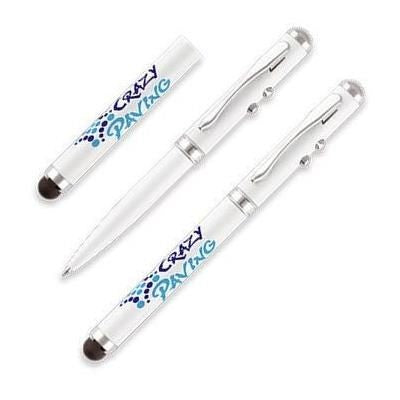 Branded Promotional TOUCH LIGHT BALL PEN in White Pen From Concept Incentives.