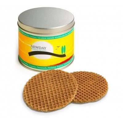 Branded Promotional PERSONALISED TIN OF DUTCH WAFFLES Biscuit From Concept Incentives.