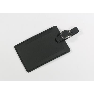 Branded Promotional BURLINGTON PU LUGGAGE TAG in Black Luggage Tag From Concept Incentives.