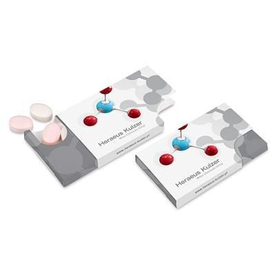 Branded Promotional PUSH STYLE WHITE CARDBOARD CARD BOX FILLED with Powder Pill Sweets Sweets From Concept Incentives.