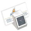 Branded Promotional METAL DESK CLOCK AND BUSINESS CARD HOLDER in Silver Clock From Concept Incentives.