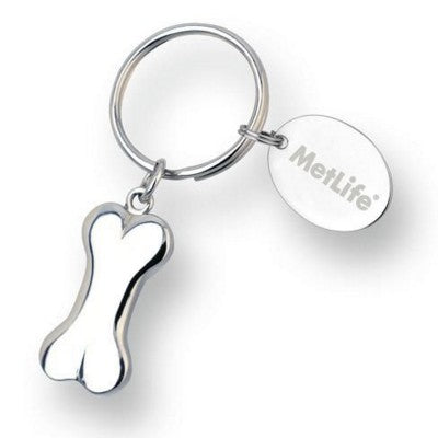 Branded Promotional METAL DOG BONE KEYRING in Silver Keyring From Concept Incentives.