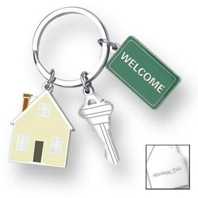 Branded Promotional METAL CHARM KEYRING in Silver Keyring From Concept Incentives.