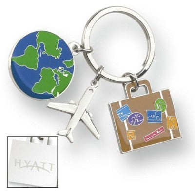 Branded Promotional METAL TRAVEL CHARM KEYRING in Silver Keyring From Concept Incentives.