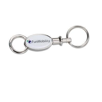 Branded Promotional PUSH BUTTON PULL-TOP VALET KEYRING CHAIN with Split-ring Keyring From Concept Incentives.