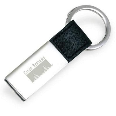 Branded Promotional METAL KEYRING in Silver & Black Keyring From Concept Incentives.