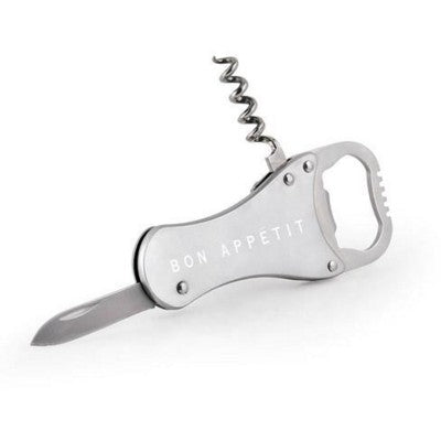 Branded Promotional FOUR in One Wine Tool in Silver Bottle Opener From Concept Incentives.