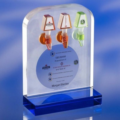 Branded Promotional CLEAR TRANSPARENT GLASS AWARD TROPHY Award From Concept Incentives.