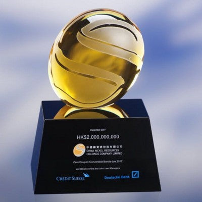 Branded Promotional COLOUR OPTICAL GLASS AWARD TROPHY  with Surface Engraving Award From Concept Incentives.