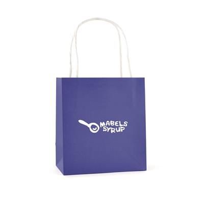 Branded Promotional BRUNSWICK SMALL PAPER BAG in Blue Carrier Bag From Concept Incentives.