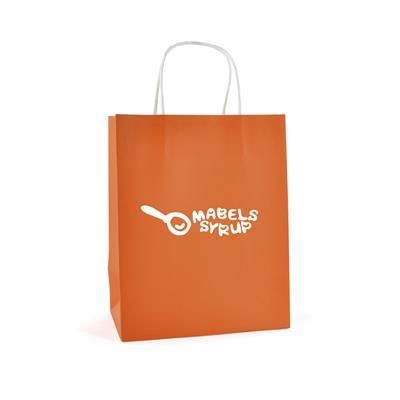 Branded Promotional BRUNSWICK MEDIUM PAPER BAG in Amber Carrier Bag From Concept Incentives.