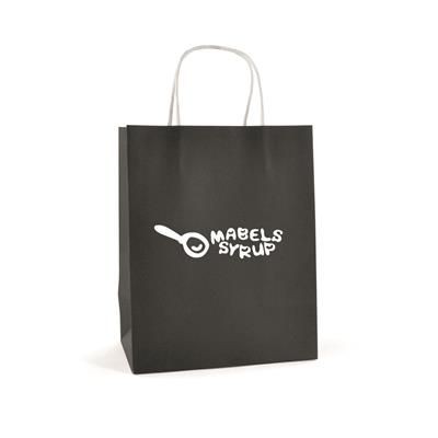 Branded Promotional BRUNSWICK MEDIUM PAPER BAG in Black Carrier Bag From Concept Incentives.