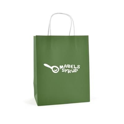 Branded Promotional BRUNSWICK MEDIUM PAPER BAG in Green Carrier Bag From Concept Incentives.