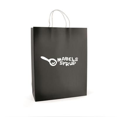 Branded Promotional BRUNSWICK LARGE PAPER BAG in Black Carrier Bag From Concept Incentives.