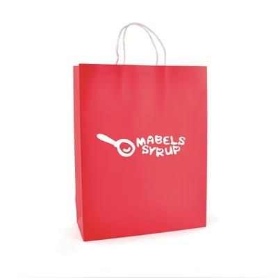 Branded Promotional BRUNSWICK LARGE PAPER BAG in Red Carrier Bag From Concept Incentives.