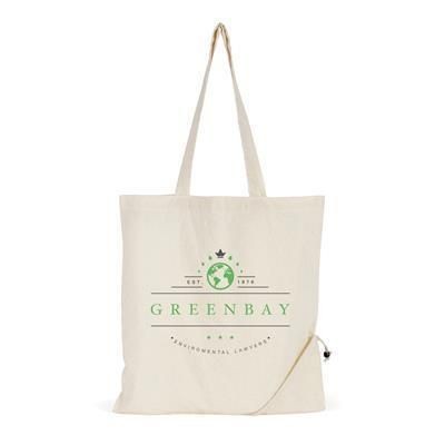 Branded Promotional NATURAL COTTON FOLDING SHOPPER Bag From Concept Incentives.