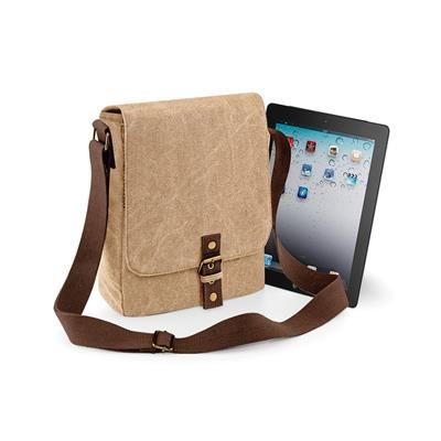 Branded Promotional QUADRA VINTAGE CANVAS IPAD TABLET REPORTER BAG iPad From Concept Incentives.