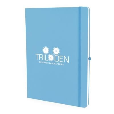 Branded Promotional A4 MOLE NOTEBOOK in Cyan Jotter From Concept Incentives.