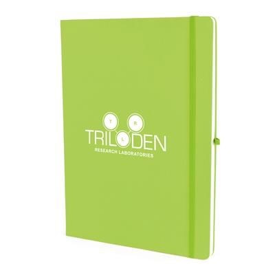 Branded Promotional A4 MOLE NOTEBOOK in Green Jotter From Concept Incentives.