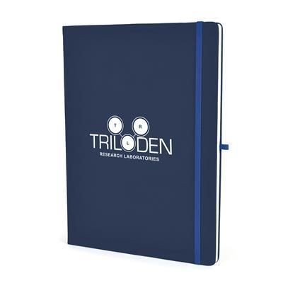 Branded Promotional A4 MOLE NOTEBOOK in Navy Blue Jotter From Concept Incentives.