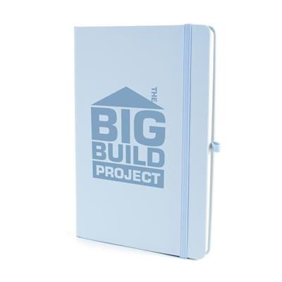 Branded Promotional A5 MOLE NOTEBOOK in Pastel Blue Jotter From Concept Incentives.