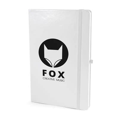 Branded Promotional A5 WHITE PU NOTEBOOK in White from Concept Incentives