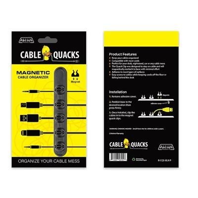 Branded Promotional 5 CLIP CABLE QUACK in Black Cable Tidy From Concept Incentives.
