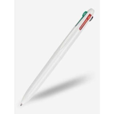 Branded Promotional QUAD-I BALL PEN in White with White Trim Pen From Concept Incentives.