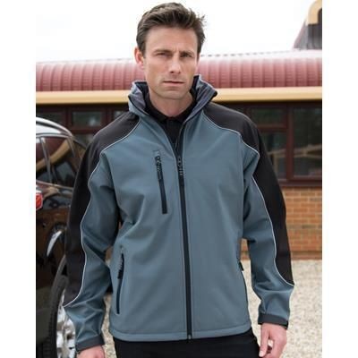 Branded Promotional RESULT ICE FELL HOODED HOODY SOFT SHELL JACKET in Black Jacket From Concept Incentives.