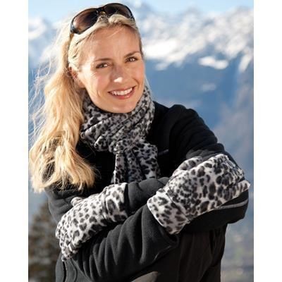 Branded Promotional RESULT WINTER SNOW LEOPARD PRINT GLOVESHORT SLEEVECARF SET Scarf From Concept Incentives.