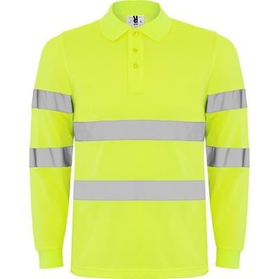 Branded Promotional HIGH VISIBILITY LONG SLEEVE POLO SHIRT with Three Buttons Placket 1x1 Ribbed Collar & Cuffs Polo Shirt From Concept Incentives.