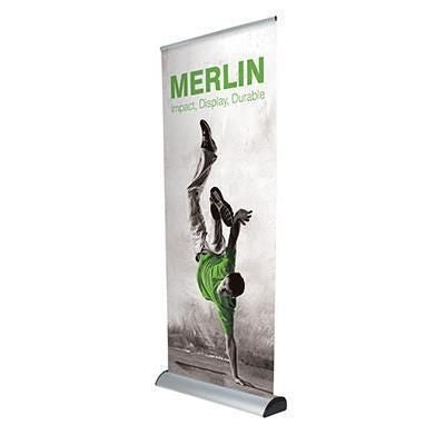 Branded Promotional MERLIN INTERCHANGEABLE ROLLER BANNER BLOCKOUT Banner From Concept Incentives.