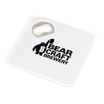 Branded Promotional COASTER BOTTLE OPENER in White Coaster From Concept Incentives.