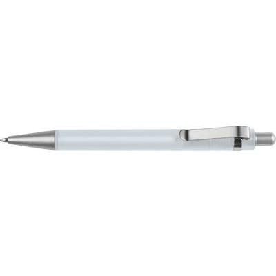 Branded Promotional RODEO FROST BALL PEN in Frosted White with Silver Trim Pen From Concept Incentives.